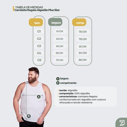 Imagem de Regata Masculina Plus Size Algodão Extra Grande