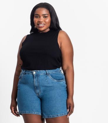 Imagem de Regata Plus Size Em Ribana Canelada Secret Glam Preto