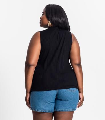 Imagem de Regata Plus Size Em Ribana Canelada Secret Glam Preto
