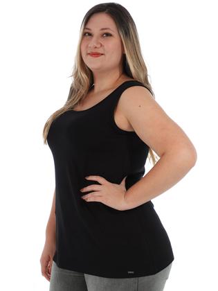 Imagem de Regata Plus Size Feminina Básica Alça Larga Anistia Preta