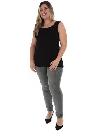Imagem de Regata Plus Size Feminina Básica Alça Larga Anistia Preta
