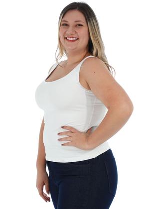 Imagem de Regata Plus Size Feminina Lisa Fitness Poliamida Branca