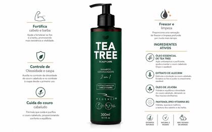 Imagem de REGENCY Shampoo Tea Tree Anticaspa 300ml  Controle da Oleosidade, Limpeza do Couro Cabeludo, Cabelo e Barba