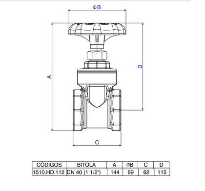 Imagem de Registro de Gaveta Caixa Dagua Deca Uso Predial 1.1/2 Dn40 - 1510HD112