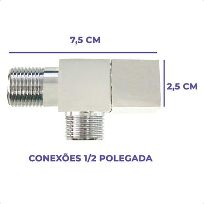 Imagem de Registro Quadrado para Ducha Higiênica Chuveirinho 100% Metal Peça Reposição Banheiro Lavabo Bidê