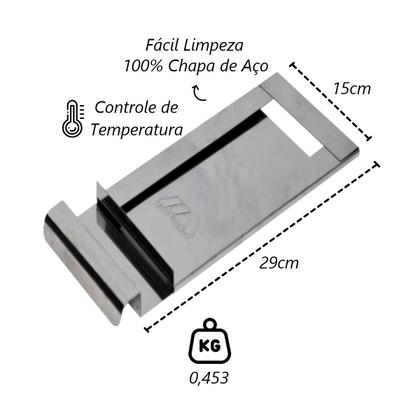 Imagem de Registro Regulador Chamine Chapa Aço Inox Paulista 15x29cm