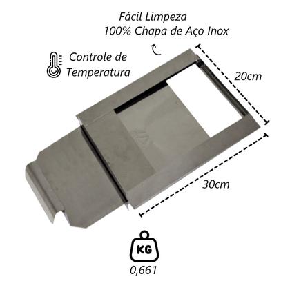 Imagem de Registro Regulador Chamine Chapa Aço Inox Popular 20x30cm