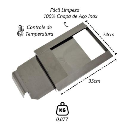 Imagem de Registro Regulador Chamine Chapa Aço Inox Popular 24x35cm