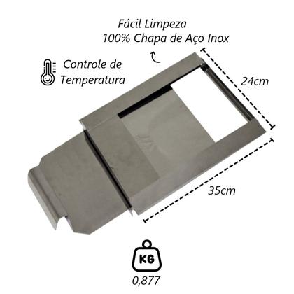 Imagem de Registro Regulador Chamine Chapa Aço Inox Popular 24x35cm