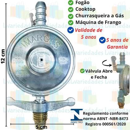 Imagem de Registro Regulador De Gás  Cozinha Mangueira + Abraçadeira
