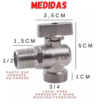 Imagem de Registro Torneira Esfera Alavanca Máquina De Lavar 1/2 X 3/4