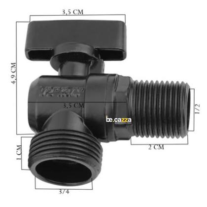Imagem de Registro Torneira Máquina de Lavar Tanque Jardim Preto Esfera Metal Premium 1/4 de Volta 1/2 3/4