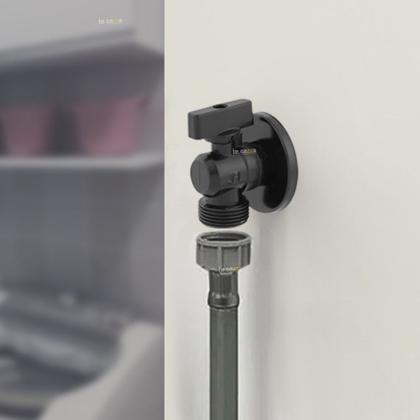 Imagem de Registro Torneira Máquina de Lavar Tanque Jardim Preto Esfera Metal Premium 1/4 de Volta 1/2 3/4