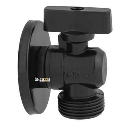 Imagem de Registro Torneira Máquina de Lavar Tanque Jardim Preto Esfera Metal Premium 1/4 de Volta 1/2 3/4