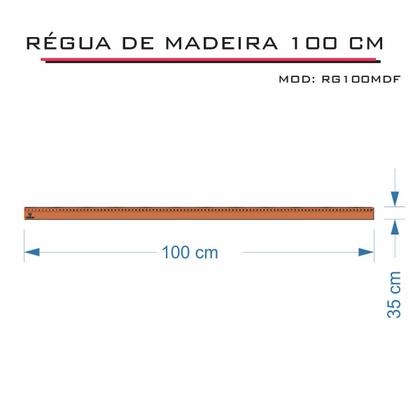 Imagem de Régua 100 cm Madeira Modelagem Estilista Corte Costura Fenix