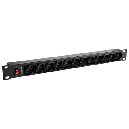Imagem de Régua 19 Protetor Eletrônico 12 Tomadas EPR 212+ Intelbras, Filtro de Linha para Rack, 3m, Proteção Surtos e Sobrecarga