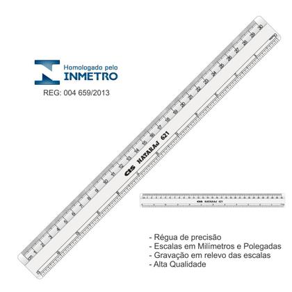 Imagem de Régua 30 cm Transparente Desenho Técnico Profissional Cis