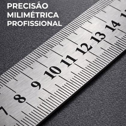 Imagem de Régua 50cm Metal Graduada Aço 500mm 20 Polegada Profissional