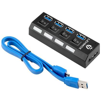 Imagem de Régua Cabo Hub USB 3.0 4 Portas Rápido Extensão Usb Para Pc