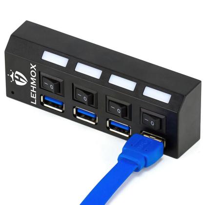 Imagem de Régua Cabo Hub USB 3.0 4 Portas Rápido Extensão Usb Para Pc