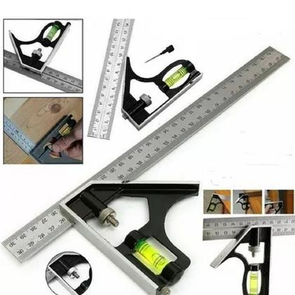 Imagem de Regua com nivel 45/90/120 12pol 30cm titanium