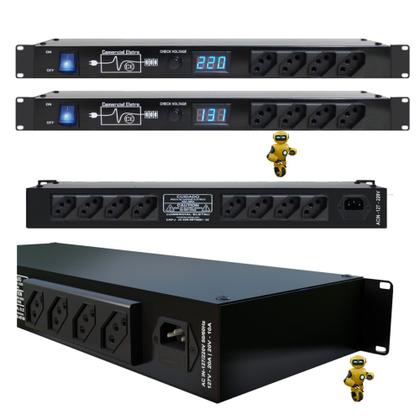 Imagem de Regua de AC Profissional Padrão Rack 19 Polegadas Com 12 Tomadas 10A 110~220V