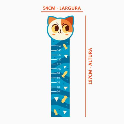 Imagem de Régua de Crescimento Adesivo Cabeça Gatinho 197 cm Altura
