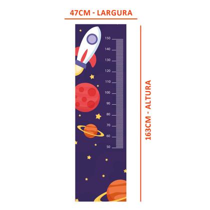 Imagem de Régua de Crescimento Adesivo Foguete Planetas 163 cm Altura