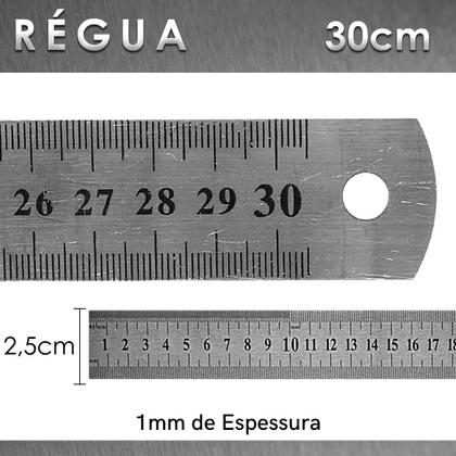 Imagem de Régua De Metal - Aço Inox - 30 Cm - Para Artesanato - Nybc