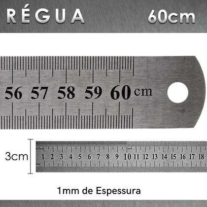 Imagem de Régua De Metal - Aço Inox - 60 Cm - Patchwork - Nybc