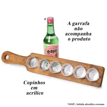 Imagem de Régua Degustação Bebidas Tequila Madeira 6 Copos Dose Shot