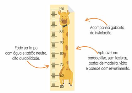 Imagem de Regua do Crescimento Girafa Infantil Medir Altura Criança Menino Menina Parede Porta