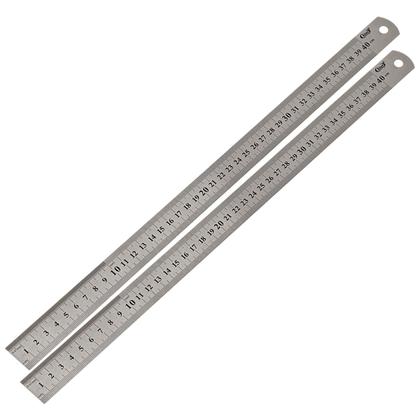 Imagem de Régua Escala De Aço Inox Graduada 40cm ( 16") x 25,4mm (1") x 0,6mm KIT 2 Peças