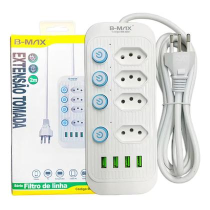 Imagem de Régua Extensão 4 Tomadas E 4 Usb 4 Pd Led Bivolt 110v/220v Cor Branco