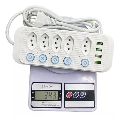 Imagem de Régua Extensão 5 Tomadas E 4 Usb 4 Pd Led Bivolt 110v/220v GN-348