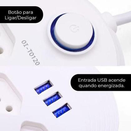 Imagem de Régua Extensão 6 Tomadas E 3 Usb Cor Branco 127v/220v - B-MAX