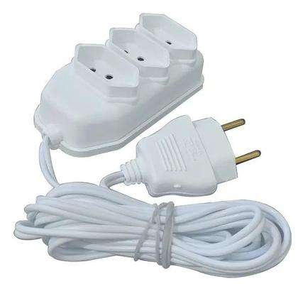 Imagem de Regua Extensão Eletrica Branco 3 Metros Bivolt 3 Tomadas