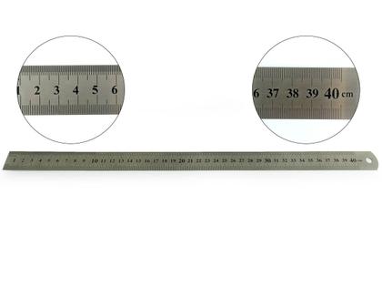 Imagem de Régua Metal Inoxidável Marcação De Baixo Relevo Uso Escolar Escritório Engenheiro Profissional 40 cm