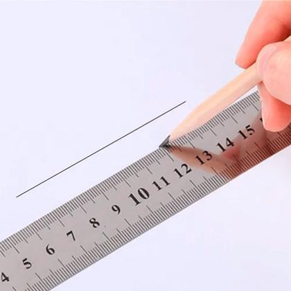 Imagem de Régua Metal Inoxidável Marcação De Baixo Relevo Uso Escolar Escritório Engenheiro Profissional 40 cm