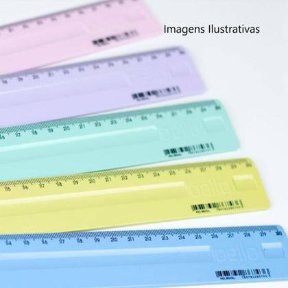 Imagem de Régua Plástico 30cm Serena Verde Kit 4 unidades - Dello