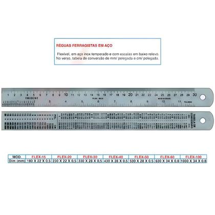 Imagem de Regua Trident Ferragista Aco Inox Flex-60 60cm