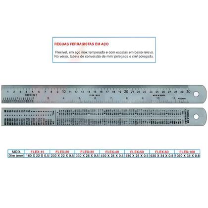 Imagem de Regua Trident Ferragista Aco Inox Flex-60 60cm