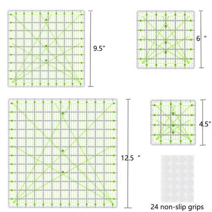 Imagem de Réguas de Acolchoado ZICALSO em Acrílico (11,4x11,4cm, 15,2x15,2cm, 24,1x24,1cm, 31,8x31,8cm)