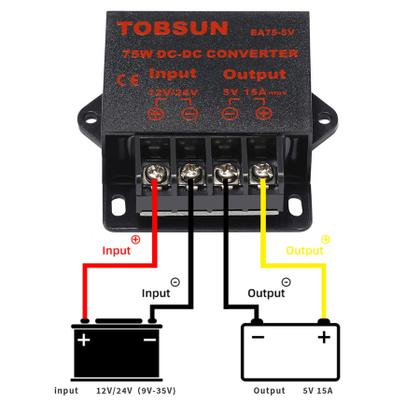 Imagem de Regulador de conversor redutor de tensão MGGi DC/DC 12V/24V a 5V 15A