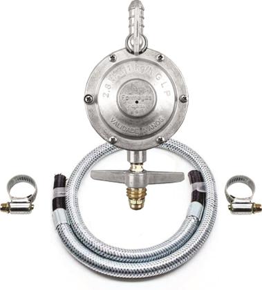 Regulador Registro Click 2kg/h inmetro mangueira inox 1metro - FORMAGÁS Imagem de Regulador Registro Click 2kg/h inmetro mangueira inox 1metro