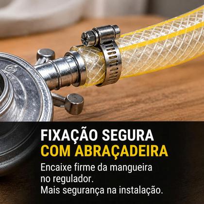 Imagem de regulador registro selo inmetro gás mangueira pvc 2 metros