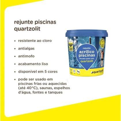 Imagem de Rejunte Acrílico Piscina 1kg Cinza Platina Quartzolit