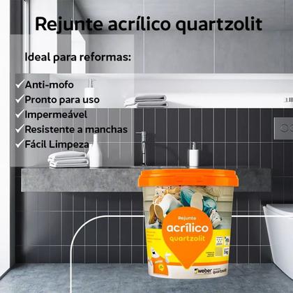 Imagem de Rejunte Quartzolit Pronto Para Uso 1kg Impermeável Antimofo Varias Cores