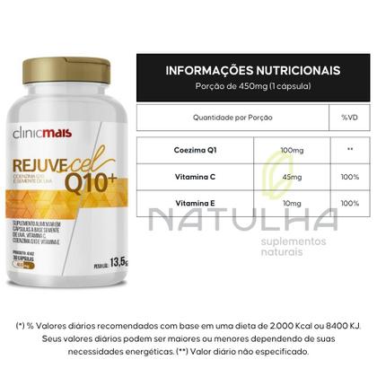 Imagem de Rejuvecel Coenzima Q10 + Semente de Uva 30 cápsulas - Clinicmais