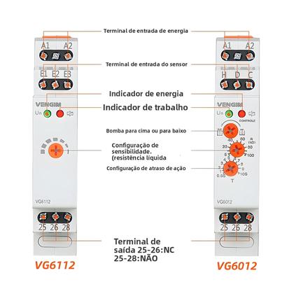 Imagem de Relé Automático De Controle De Nível De Água 220V Com Sensor De Aço Inoxidável Para Controlador De